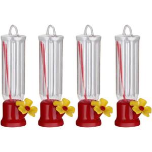 Mini Hummingbird Feeder 4 Pack 2.3oz Small Nectar Plastic Red Cute Hummingbird Feeders with Hanging Wires for Outdoor