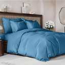 Duvet Cover Full Size Set - Extra Soft Full Size Duvet Cover 80 x 90 with 2 Pillow Shams - Hotel Luxury Easy Care and Fade Free w/Zipper Closures & Ties - Comfy Breathable Bedding Set (Denim Blue)