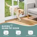 Sliding Glass Door Pet Door Insert No-Cut, All-Metal Frame & Magnetic Flat Closure, Adjustable Height (77 5/8" - 81") for Small to Medium Dogs, Left/Right Installation with Security Lock White