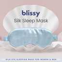 Blissy Silk Sleep Mask - Eye Sleeping Mask for Women & Men for Total Blackout - 100% Pure Mulberry Silk, 22 Momme 6a Fibers - Blindfold Sleep Mask Side Sleeper Eye Cover (Sky Blue)