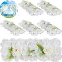 6 Pcs Artificial Flower Panels, Wedding Arch Faux White Hydrangea Swags, White Flowers for Backdrop, Wall Decor, Table Centerpiece Flower Row, Aisle Runner Embellishment