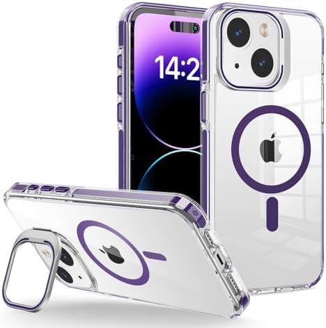 WOGROO for iPhone 11 Case, [Compatible with MagSafe], Magnetic Kickstand Case for Women Girls, Case for iPhone 11, 6.1", Clear Purple