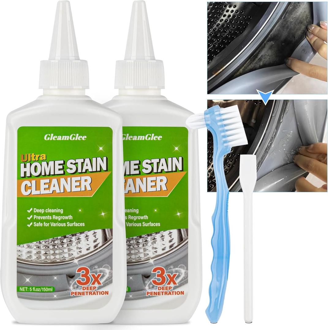 Home Remover Gel, 2 Pack Powerful Washing Machine Gasket Cleaner, Heavy Duty Cleaning Solution for Washing Machine, Refrigerator Strips, Bathroom Grout, Tiles, Sink, Shower - 10 Fl.Oz
