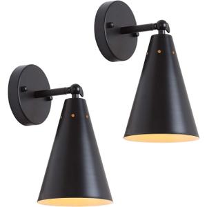 Black Industrial Wall Sconces Set of Two, Rustic Metal Lighting, Farmhouse Wall Sconce Fixture Bronze Finish Vintage Edison Arm Swing Wall Lights for Bedroom, Living Room, Reading, Kitchen