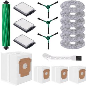 18 Pcs Replacement Parts for iRobot Roomba Plus 505/405 Combo Robot Vacuum Cleaner, Accessories with 1 Roller Brush, 6 Mop Pads, 3 Filters, 3 Side Brush,4 Vacuum Bags,1 Clean Tool