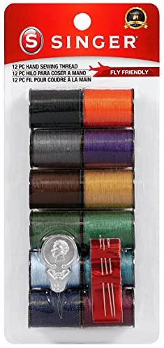 SINGER 60641 Polyester Hand Sewing Thread, Assorted Colors, 11 Small Spools, Dark