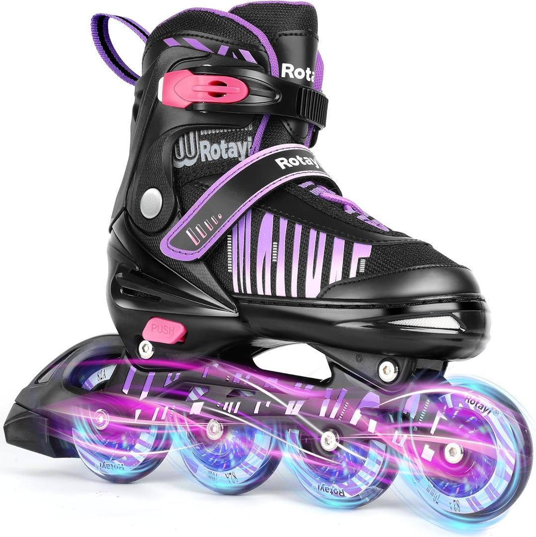 Adjustable Inline Skates for Girls and Boys with Full Light Up Wheels, Fun Illuminating Beginner Roller Skates Blades for Kids Youth Adult Women and Men, Outdoor and Indoor, Size: X-Large - Adult (9-12 Women/8-11 Men)