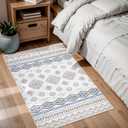 SERISSA 2x3 Rugs for Entryway, Washable Non-Slip Grey Blue Small Area Rug, Soft Low-Pile Boho Geometric Indoor Entry Rug Door Mat Indoor Entrance Front Door Carpet for Bathroom Kitchen Bedroom