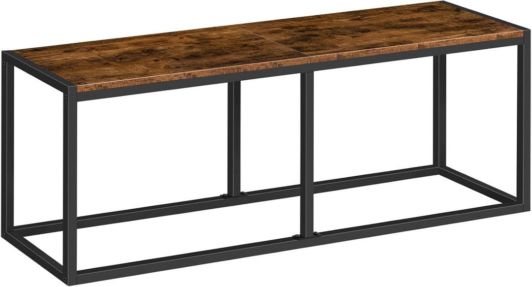 HOOBRO Dining Bench, 47.2 Inch Dining Table Bench, Industrial Style Kitchen Bench, Steel Frame, Easy to Assemble, for Kitchen, Dining Room, Rustic Brown and Black BF12CD01, 47.2 L x 11.8 W x 18.3 H
