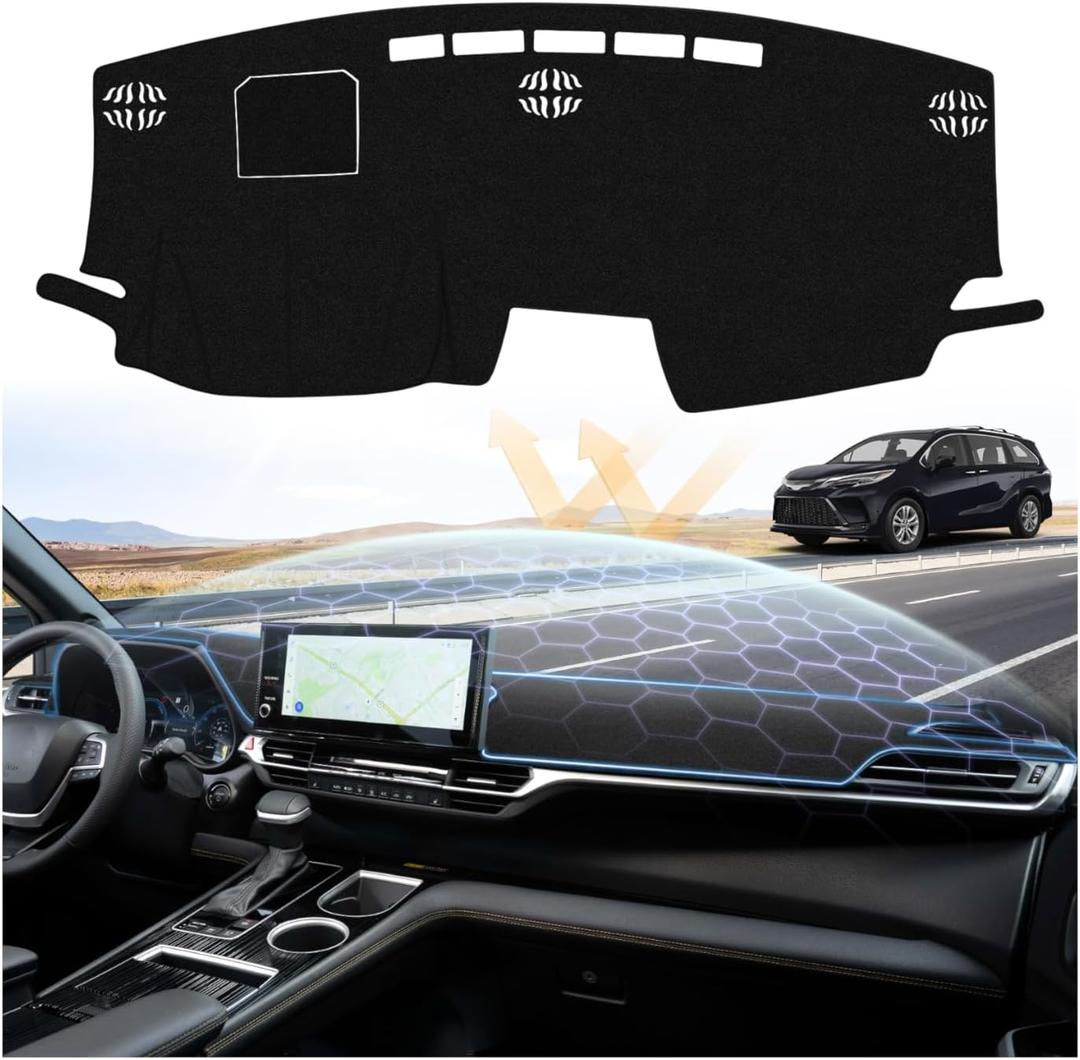 Dash Cover for 2021-2026 Toyota Sienna Dashboard Cover Mat for Sienna Accessories Sunshade Nonslip Mesh Protector No Glare