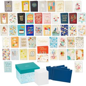 Hallmark All Occasion Boxed Set of Assorted Blank Greeting Cards with Card Organizer (Pack of 100)Birthday, Thank You, Congratulations, Wedding, Baby, Thinking of You, Sympathy (4 inches by 6 inches)