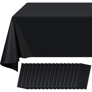 16 Pack Black Plastic Tablecloth for Rectangle Tables, Premium Decorative Black Disposable Table Cloths for Parties, Bulk Rectangle Party Table Cover for Birthday, Wedding, Anniversary, 54 x 108 Inch