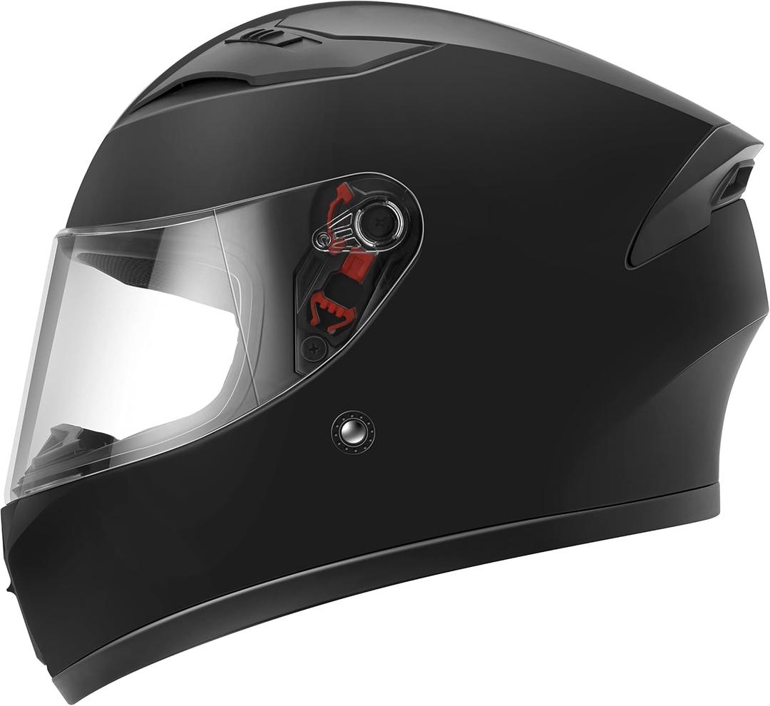 YEMA Motorcycle Street Bike Full Face DOT Helmet YM-832 with Removable Neck Scarf for Men and Women (Small, Matte Black)