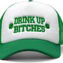 St Patricks Day hat Green Baseball Cap Shamrock Embroidered for man Women Funny (One Size, Drink_white/Green)