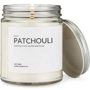 1OAK Patchouli Candle - Soy Wax Scented Candles (Patchouli) - Soy Candles for Home Scented - Long Burning Candle Premium - Hand-Poured (7oz.) (Clear Jar (7oz))