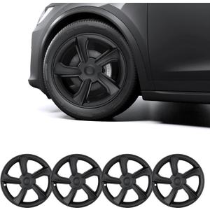 4PCS Wheel Covers for Tesla Model Y Juniper 2025-2026, 19 Inch Spiral Aero Design Hubcaps, Black, Easy Clip-On Installation