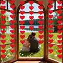 3 x 72 Felt Heart Garland, Pre-Strung Red Heart Decor for Valentines Day Decorations, Wedding, Anniversary, Birthday, Backdrop for Office, Classroom, Vaday Party Props