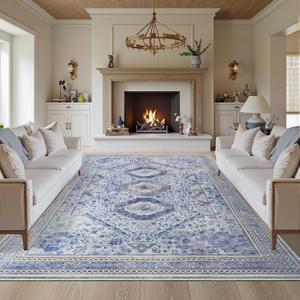 Maxsoft 5X8 Area Rug,Vintage Machine Washable Rugs for Living Room, Soft Non-Slip Low Pile Rug, Stain Resistant Rugs for Kitchen, Bedroom, Dining Room,Laundry Room,Nursery (Light Purple)