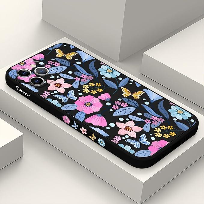 for iPhone 11 Pro Phone Case Slim Silicone Anti Fingerprint Anti Scratch Microfiber Lining Cover for iPhone 11 Pro 5.8 inch, Flower Purple