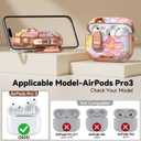 for AirPod Pro 3 Case 2025, with Safty Lock & Phone Stand for Pink AirPod Pro 3 Generation Case Cover for Women Girly, iPod Pro 3 Cases with Keychain & Cleaner Kit - Oil Painting Flower