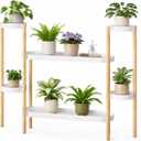 APRTAT Bamboo Plant Stand Indoor, 2-Tier Plant Holder for Multiple Plants | Natural Bamboo Holds Multiple Plants Stable Structure Indoor & Outdoor Use