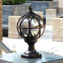 Outdoor Post Light Fixture, E26 Base 60W Max Column Lights with Black Aluminum Housing Plus Amber Glass IP55 Waterproof Exterior Pillar Lantern for Driveway Yard Lawn Patio Garden