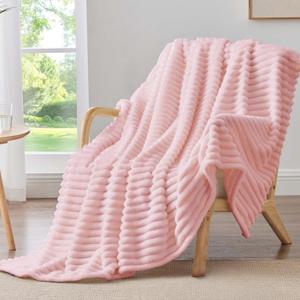 BEDELITE Fleece Pink Throw Blanket for Couch - 300GSM Soft & Warm Valentines Blanket Gifts for Women Girls, Decorative Spring Pink Blankets for Home, 50"x60"
