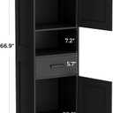 Homhedy 67" H Tall Bathroom Storage Cabinet with 2 Barn Doors and 1 Drawer, Narrow Storage Unit, Adjustable Shelves, Floor Cabinet for Bathroom, Living Room, Entryway, Kitchen, Black, (15.7" W)