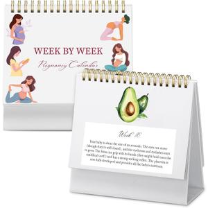 Gueevin Pregnancy Calendar Weekly Pregnancy Milestone Calendar with Scripture Pregnant Gifts for Expecting Mom, Baby Growth Tracker and First Time Parents Essentials, 44-Page Flip