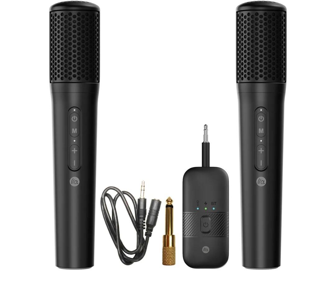 TAZATA Wireless Microphones System,Dual Handheld Microphone with Rechargeable Receiver, for Karaoke, Speech, Wedding, Church, PA System,Outdoor Events,Party Gifts