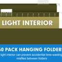 Hanging File Folders, RAZCC 60 Pack Reinforced Hanging Folders Letter Size, Designed for Bulky Files, Filing Cabinet, Adjustable Tabs, Green