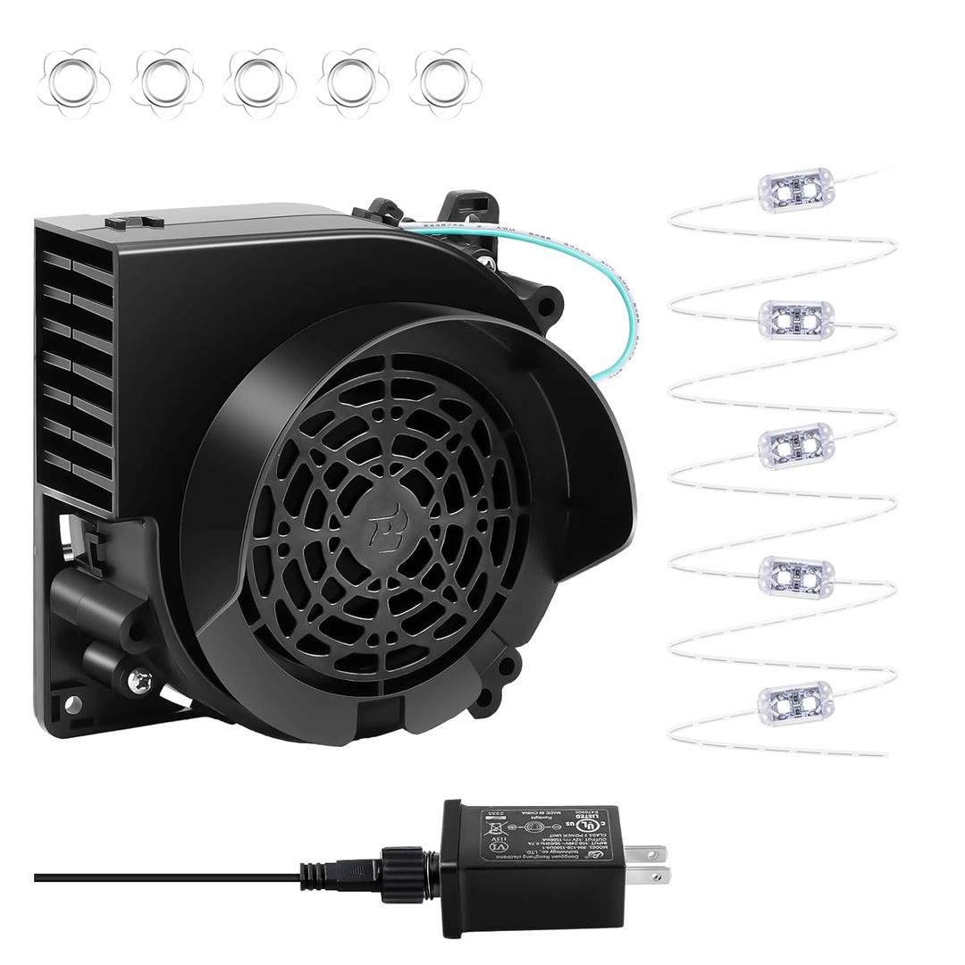 Inflatable Replacement Fan Blower - 12V 1.0A Blower with 12V 1.5A Adapter and 5 LED Lights for Halloween Party Yard Garden Lawn Decorations