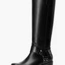 DREAM PAIRS Women's Knee High Boots Motorcycle Riding Pull-on Fashion Long Square Toe Buckle Biker Boots for Women, 7