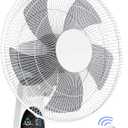 Mirdred Wall Mount Fan, 16 Inch 5 Blades 5 Speeds Wall Fan with Remote Control, 90 Degree 8 Hour Timer Oscillating Fan for Bedroom Home Kitchen Gym Yoga Pilates Studio Glass Sunshine Room (White)