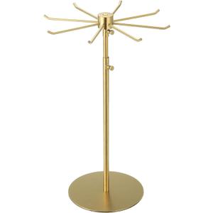 uxcell Keychain Display Stand, 1Pcs - Metal 1-layer Rotating Jewelry Display Stand with 8 Hook, Adjustable Display Rack for Necklace Craft Shows (Gold)