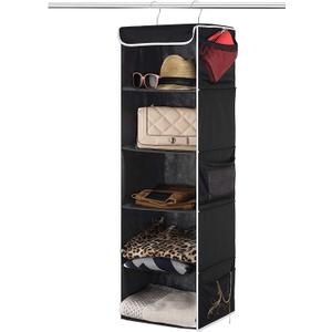 Hanging Closet Organizer, 5-Shelf - Hanging Storage Organizer Shelves for Clothes, Towels, Toys - College Dorm Room, Nursery, & Home Closet
