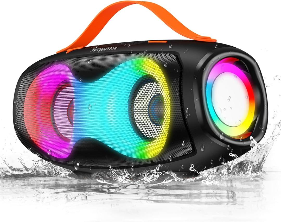 Portable Bluetooth Speaker,IPX5 Waterproof Wireless Speaker with Dynamic Lights,TWS Pairing to 40W Stereo Sound,Bluetooth 5.0,20H Playtime, Outdoor/Home Small Speakers as Gifts for Kids Teens or Women