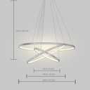 LightInTheBox Modern LED Chandelier 3 Ring Chandelier Dimmable Circular Dining Ceiling Pendant Light for Dinning Room Living Room 60+40+20cm (Black; Light Source: Stepless Dimming)