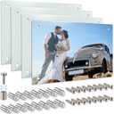 WRINGKIT 4 Pack Sublimation Glass Photo Blanks 7.87x11.8 Inch, Wall Mount Sublimation Photo Frame, 3.3mm Thick Tempered Glass Photo Sign Blank for DIY Printing, Room Home Decor