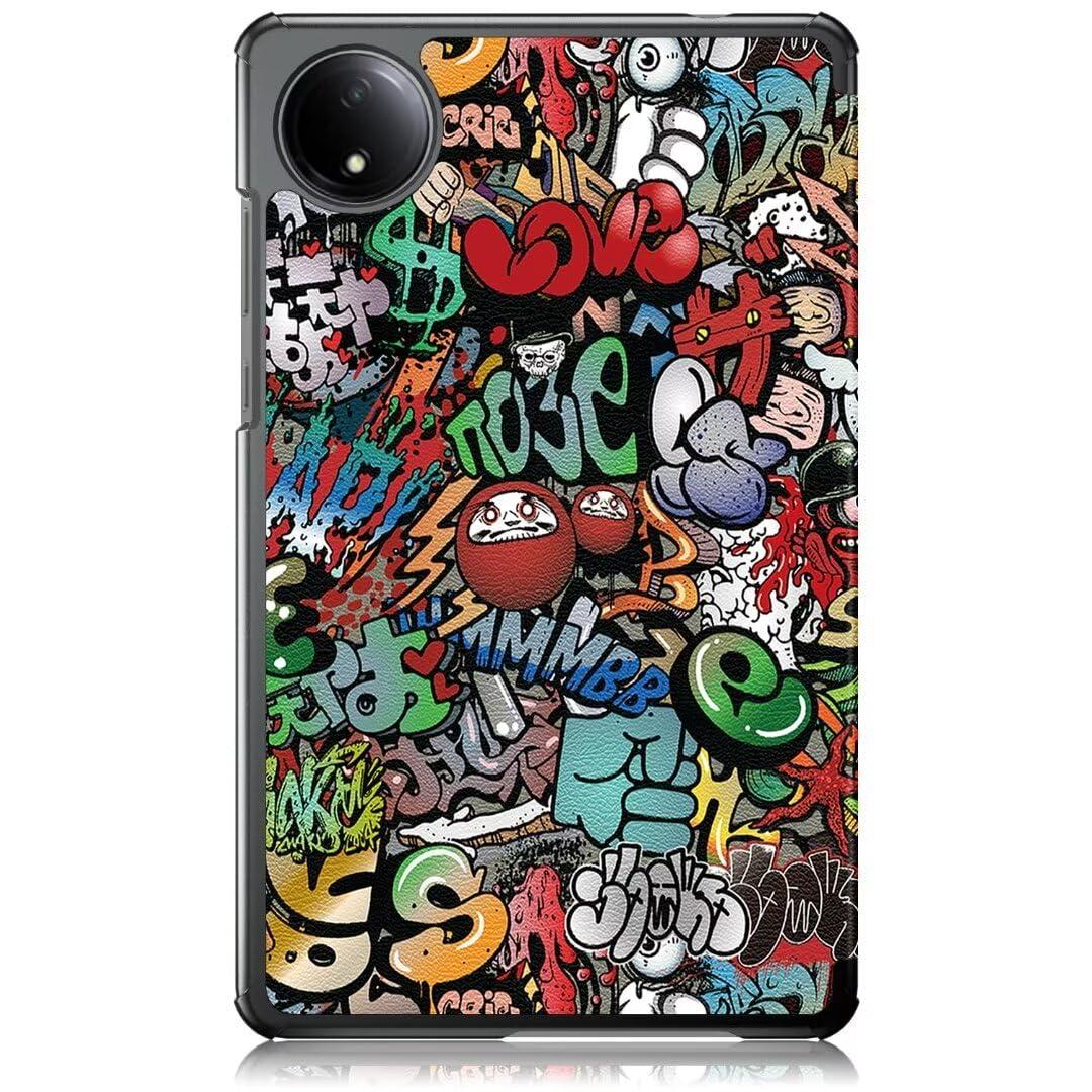 QINOUK Case for Xiaomi Redmi Pad SE 8.7 4G, [Stand Feature] Ultra Thin Smart Cover with Auto Sleep Wake, PU and PC Anti-scratch Protective Case, for Redmi Pad SE 8.7 4G-Doodle
