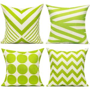 All Smiles Outdoor Green Decorative Throw Pillow Covers Cases Cushion Home Decor Accent Square 20 x 20 Set of 4 for Patio Couch Sofa,Lime Green Geometric