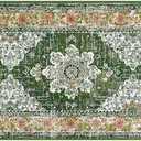 Ileading Vintage Runner Rug for Hallway, Machine Washable Area Rug Runners with Rubber Backing, Non Slip Kitchen Floor Mat for Bedroom Livingroom (Green 2x6ft)