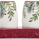 Bico Santa On The Way Salt and Pepper Shaker Set with Sleigh Holder  Hand-Painted Ceramic Holiday Shakers with Stand, Dishwasher Safe Christmas Table Dcor