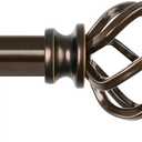 KAMANINA Bronze Curtain Rod 32 to 58 Inch(2.6-4.8ft), Adjustable Curtain Rods for Windows 28 to 48 Inch, 3/4 Inch Splicing Drapery Rods with Twisted Cage Finial