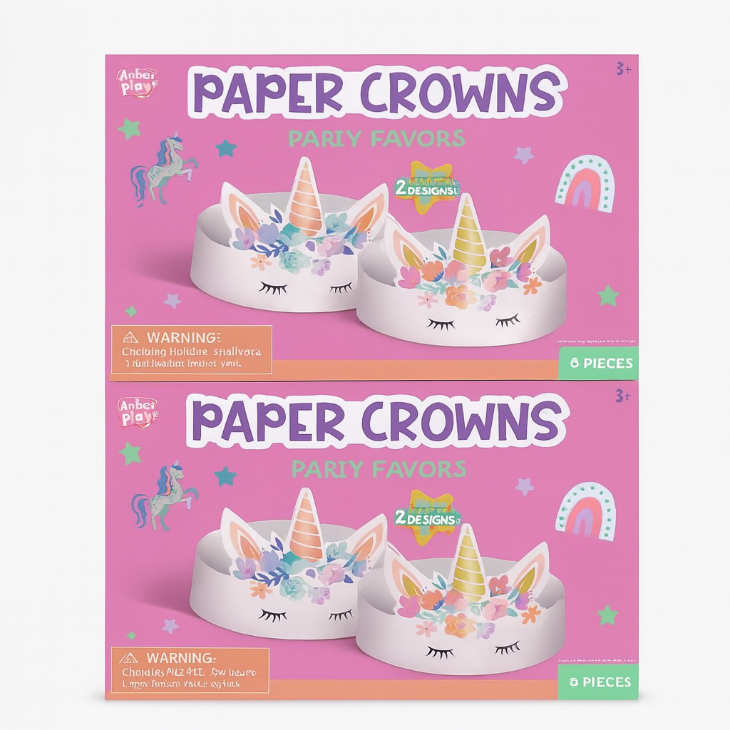 Pack of 2 Anker Play Paper Crowns Unicorn Party Favors 8 pcs