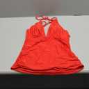 Yonique Women's Halter Tankini Top No Bottom V Neck Swim Top Tummy Control Bathing Suit Top (Large, Chili Red)