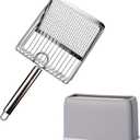Cat Litter Scoop, Metal Scooper, Deep Shovel, Ergonomic Handle, Kitten Poop Sifting, Durable, Heavy Duty Speed Sifter, for Litter Box Silvery-Gray