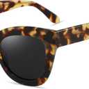 ZENOTTIC Trendy Polarized Women Sunglasses: Retro Cateye Shades - Sun Glasses Designed for Ladies with UV400 Protection (Grey Demi Frame / Grey Lens)