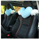 2 Pack Heart Shaped Cute Car Headrest Pillow with Angel Wings - Comfortable Soft Head Rest Cushion Kawaii Car Accessories Neck Pillow for Driving Travelling Office Home Decor - Light Blue Love Heart