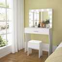 Vanity Table Set with Lighted Mirror - Makeup Vanity with Lights, Adjustable Brightness, Large Drawer Sturdy Wood Vanity, White 80x40x140cm